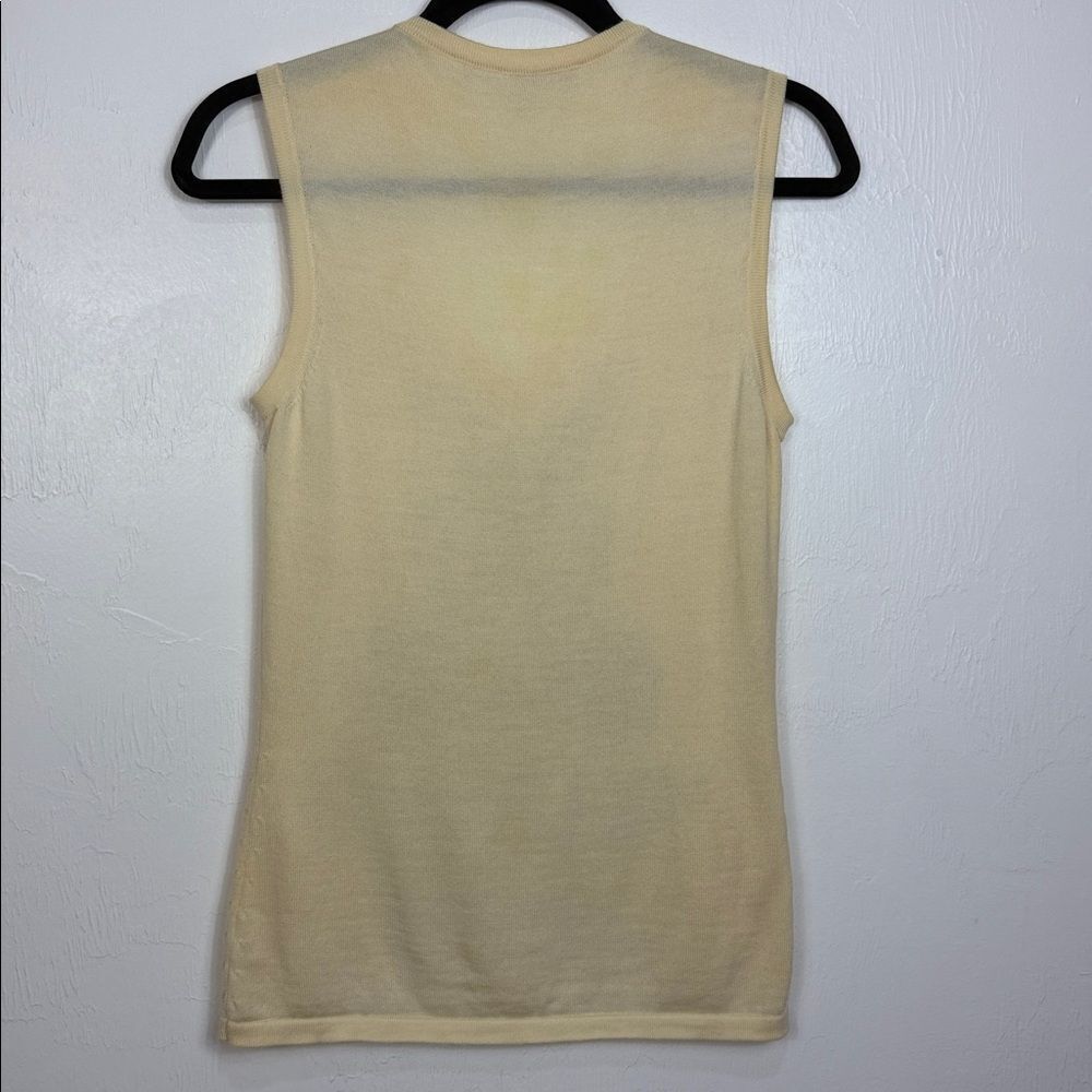 Carolina Herrera 2-Piece Virgin Wool Cardigan Tank Set Gold Embroidered M - Picture 5 of 12